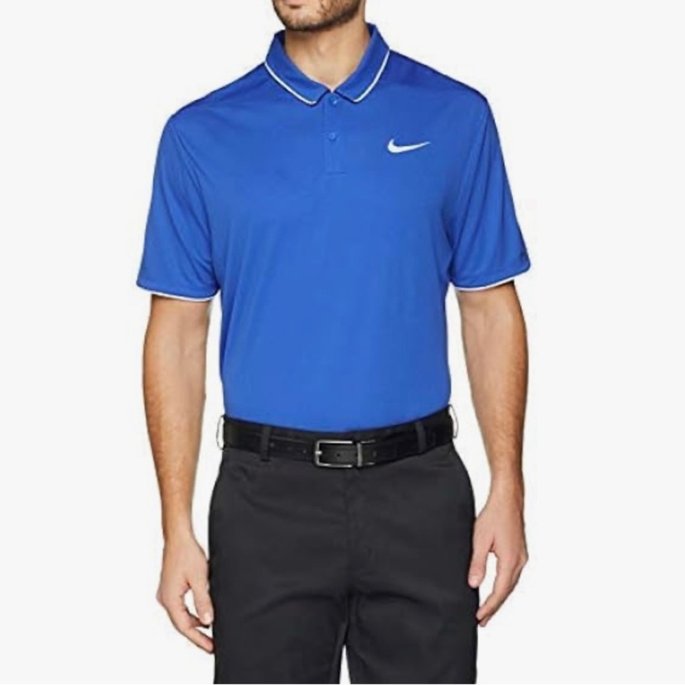 Nike‎ Men’s Golf Polo Shirt L Blue Dri Fit Short Sleeve Standard Fit